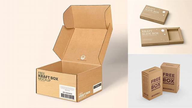 8080+ Opened Kraft Box PSD Mockup Back View High-Angle Shot Professional Quality PSD Freebie