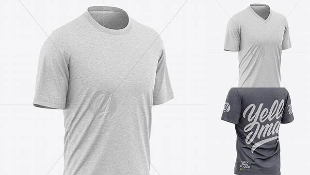 8082+ Men’s Heather Loose Fit T-Shirt Back Half-Side View Versatile and Elegant PSD File