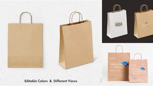 8082+ Paper Bag PSD Mockup Halfside View Advanced Editable PSD