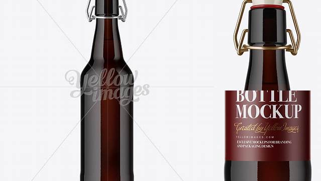 8083+ Dark Amber Glass Beugel Bottle PSD Mockup Editable Design PSD File