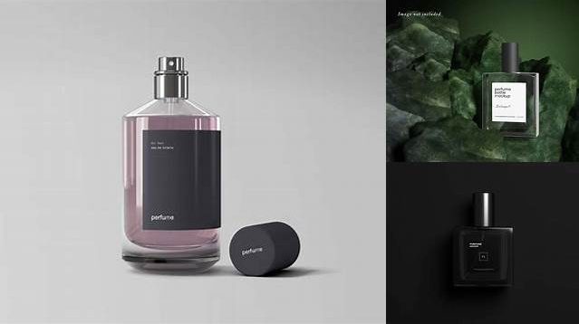 8083+ Dark Glass Perfume Bottle PSD Mockup Easy Editable