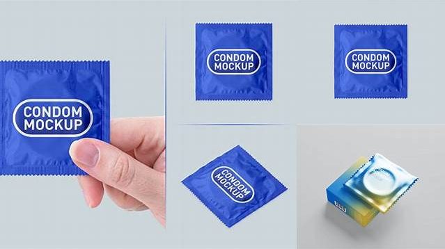 8084+ Square Condom Sachet PSD Mockup Halfside View Free Editable Photoshop Template