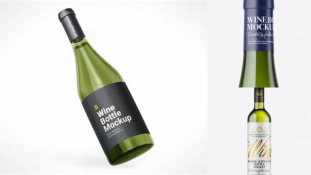 8087+ 750ml Green Glass White Wine Bottle PSD Mockup Digital Download