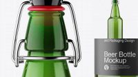 8087+ Green Glass Beer Bottle with Clamp Lid PSD Mockup Premium Mockup Freebie