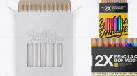 8091+ Opened Pencils Carton Pack Front View Download Professional PSD