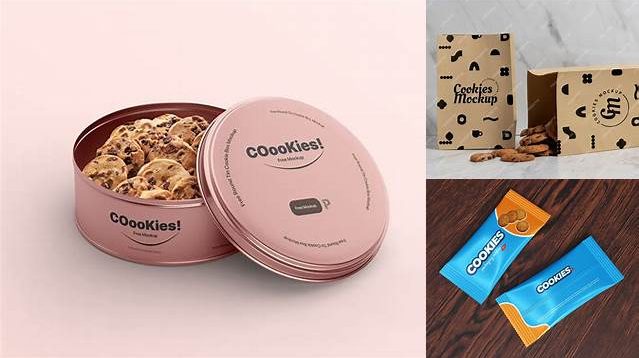 8094+ Metallic Round Cookie Packaging PSD Mockup Front View Professional Quality Freebie PSD File