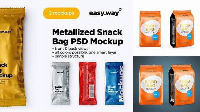 8094+ Metallic Snack Bag PSD Mockup Advanced Photoshop Design Free