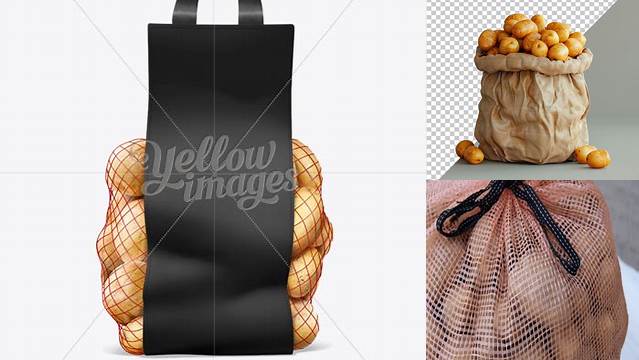 8115+ Net Bag With Potato Black Creative Digital PSD Download