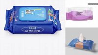 8123+ Wet Wipes Pack with Plastic Cap PSD Mockup Half Side View Custom Mockup Graphic Design