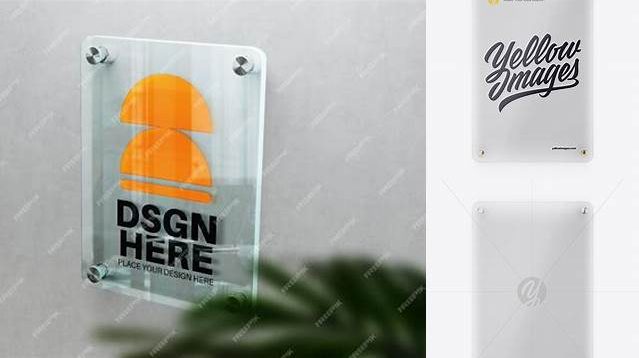 8128+ Vertical Frosted Glass Nameplate with Round Corners PSD Mockup Front View Download Customizable PSD