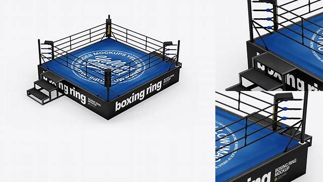 8129+ Boxing Ring PSD Mockup Half Side View High-Angle Shot Easy-to-Edit Photoshop Freebie