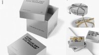 813+ Opened Metallic Gift Box PSD Mockup Advanced Photoshop Template