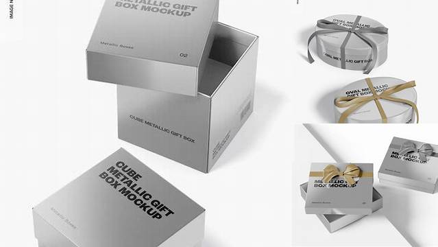 813+ Opened Metallic Gift Box PSD Mockup Advanced Photoshop Template