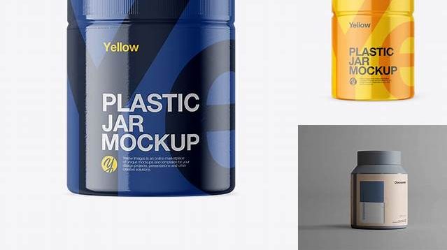 8133+ Plastic Jar in Shrink Sleeve PSD Mockup Smart Object-Based PSD Template Free