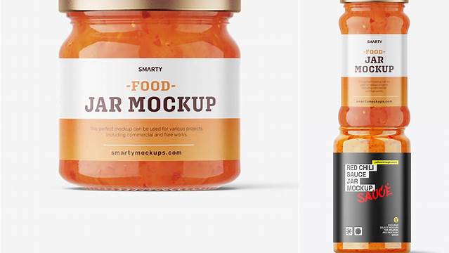 8134+ Chilli Sauce Jar PSD Mockup High-Angle Shot Download Premium Free PSD