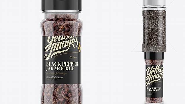 8134+ Plastic Jar with Black Pepper PSD Mockup High Resolution