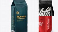 8135+ Matte Coffee Bag With Valve PSD Mockup Halfside View Advanced Editable Template Free