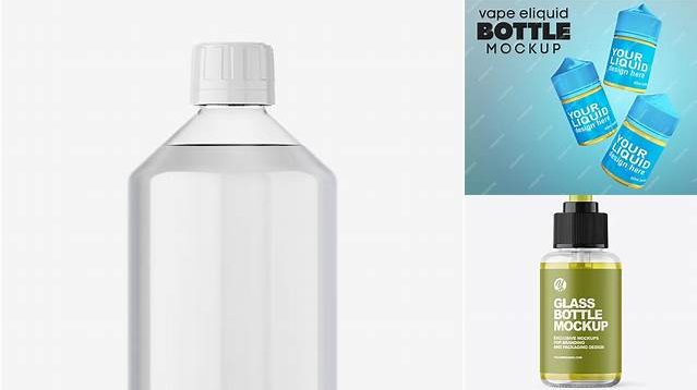 8137+ Clear Glass Bottle With Yellow E-Liquid PSD Mockup Download Exclusive PSD Mockups