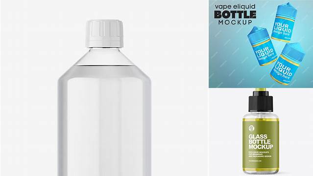 8137+ Clear Glass Bottle With Yellow E-Liquid PSD Mockup Download Exclusive PSD Mockups