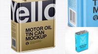 8138+ Glossy Motor Oil Tin Can PSD Mockup Half Side View High-Angle Shot Download Free