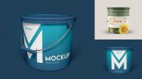 8138+ Metallic Plastic Bucket PSD Mockup High-Angle Shot Download Free PSD