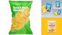 8140+ Metallic Snack Pack PSD Mockup Front View Custom Graphic Resource Free Download