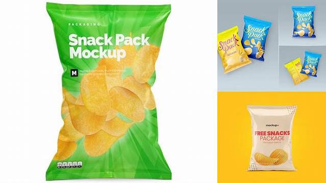 8140+ Metallic Snack Pack PSD Mockup Front View Custom Graphic Resource Free Download