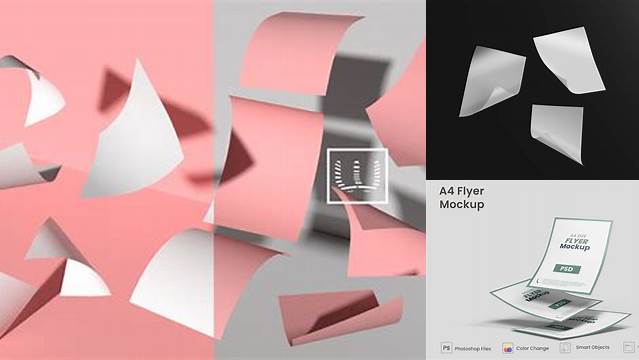 8142+ Flying Paper Mockup Free Include TIFF