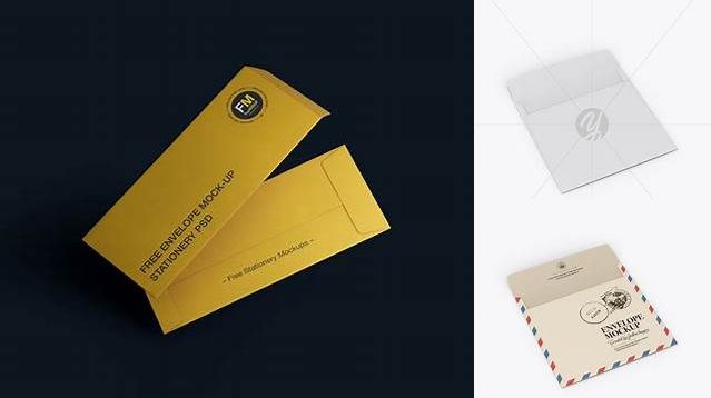 8143+ Paper Envelope PSD Mockup Back Half Side View High-Angle Shot Professional Quality PSD Freebie