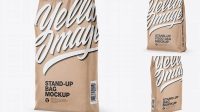 8144+ Kraft Stand-up Bag PSD Mockup Half Side View Photoshop Resource Free