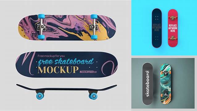 8146+ Skateboard PSD Mockup Front View Free Mockup PSD Template