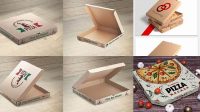 8148+ Two Pizza Paper Boxes PSD Mockup Half Side View Easy-to-Use PSD Template