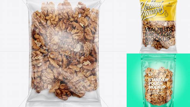 815+ Clear Plastic Pack with Walnuts PSD Mockup Stylish Free PSD