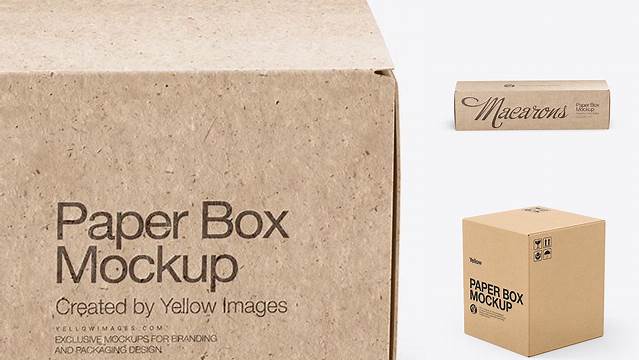 8150+ Kraft Box PSD Mockup Front View High Angle Shot Elegant and Versatile PSD Resource