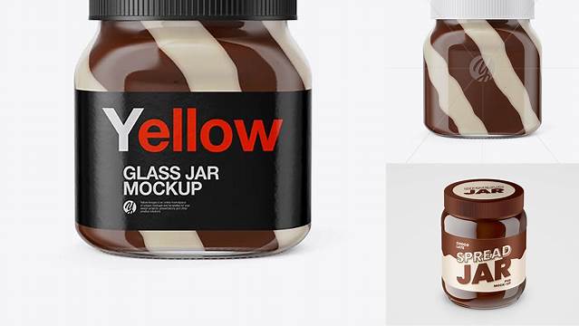 8151+ Glass Jar with Mixed Spread PSD Mockup Front View Exclusive PSD Design Freebie