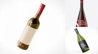 8152+ Dark Amber Glass Wine Bottle PSD Mockup High-Quality Editable PSD