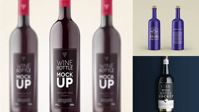 8152+ Wine Bottle Mockup Vk High-Resolution PSD Download