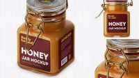 8157+ 100ml Glass Raw Honey Jar with Clamp Lid PSD Mockup Unique High-Resolution PSD