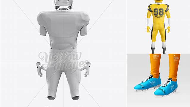 8159+ American Football Kit PSD Mockup Back View Modern Photoshop Resource