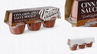 8159+ Cinnamon Apple Sauce 6-4 Oz. Cups PSD Mockup Front Vew Exclusive Digital PSD Resource