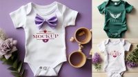 816+ Baby Bodysuit PSD Mockup Half Side View Elegant and Stylish Free PSD