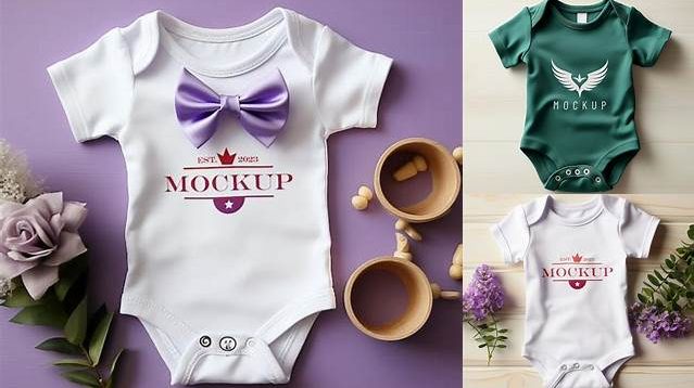 816+ Baby Bodysuit PSD Mockup Half Side View Elegant and Stylish Free PSD