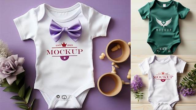 816+ Baby Bodysuit PSD Mockup Half Side View Elegant and Stylish Free PSD