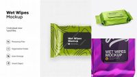 8164+ Metallic Wet Wipes Pack PSD Mockup Half Side View Premium Mockup Freebie