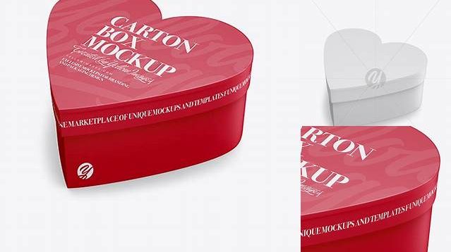 8165+ Heart Shaped Matte Carton Box PSD Mockup Half Side View High-Angle Shot Creative Free Photoshop Template