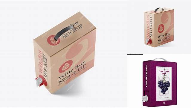 8166+ Carton Box with Wine Dispenser Top High-End Photoshop Mockup