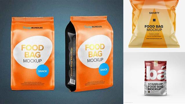 8166+ Glossy Stand-up Food Bag PSD Mockup Front View Download Free PSD