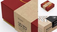 817+ Textured Box with Label PSD Mockup Half Side View High-Angle Shot Modern PSD Templates