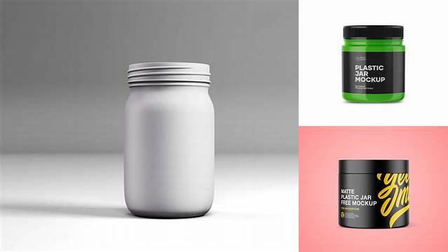 8175+ Large Plastic Jar with Lid PSD Mockup Smart Object-Based PSD Template Free