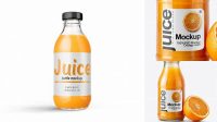 8176+ Clear Glass Orange Juice Bottle PSD Mockup Smart Design Template Free